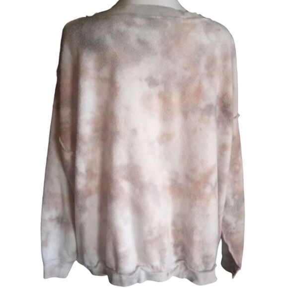 Free People Intimately Inside Out Kelly Sweatshirt in Tye Dye Coral Size Medium - Picture 3 of 7